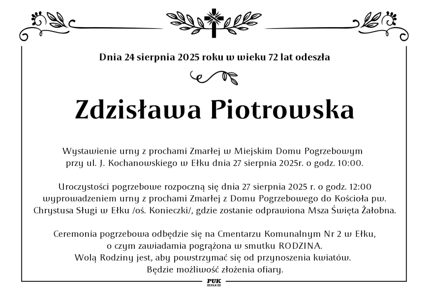 Zdzisława Piotowska - nekrolog